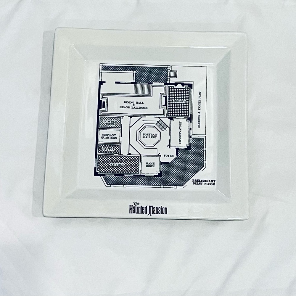Disney Park haunted mansion blueprint plate, 45th anniversary Disneyland